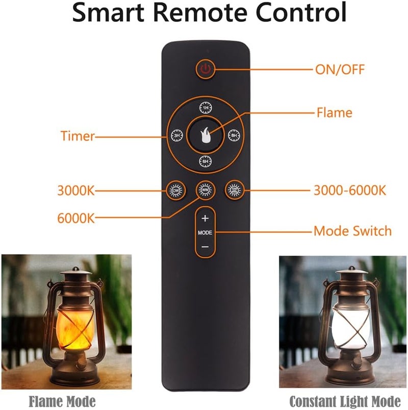 Marlrin Lantern LED Battery Powered Camping Lamp Outdoor Hanging Rechargeable Lantern Flickering Flame Retro Lanterns Remote Control 4 Modes Light Non-Solar 2 Pack - Image 2